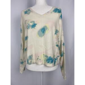 Freshman Juniors' Cozy Tie-Dyed V-Neck Top White Size Large Women A004618